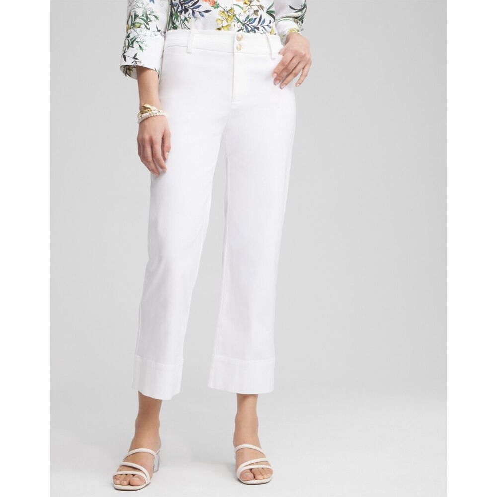 Chico's Trouser Crop White Denim Wide Leg Pants Size 14 / 2.5
